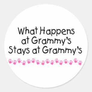 What Happens At Grammys with Pink Handprints Classic Round Sticker
