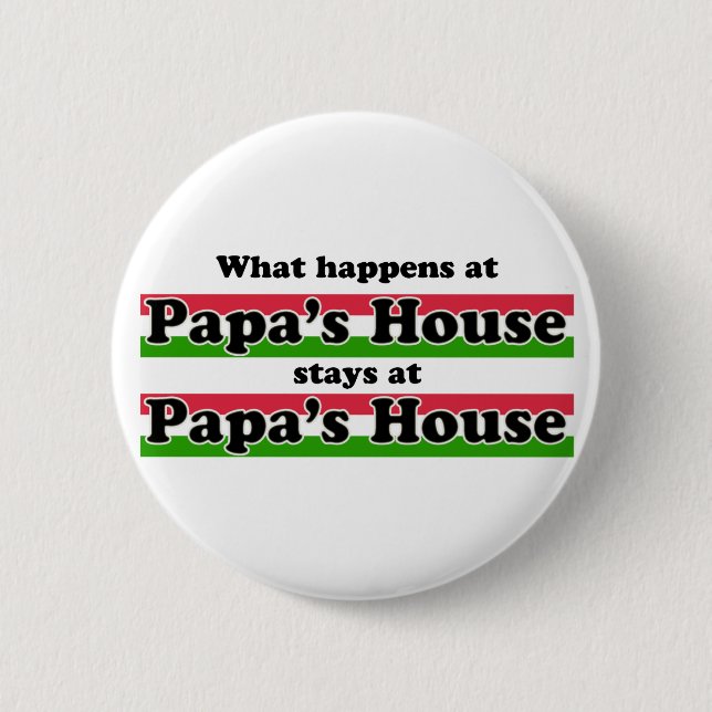 What Happens At Papas House 6 Cm Round Badge (Front)