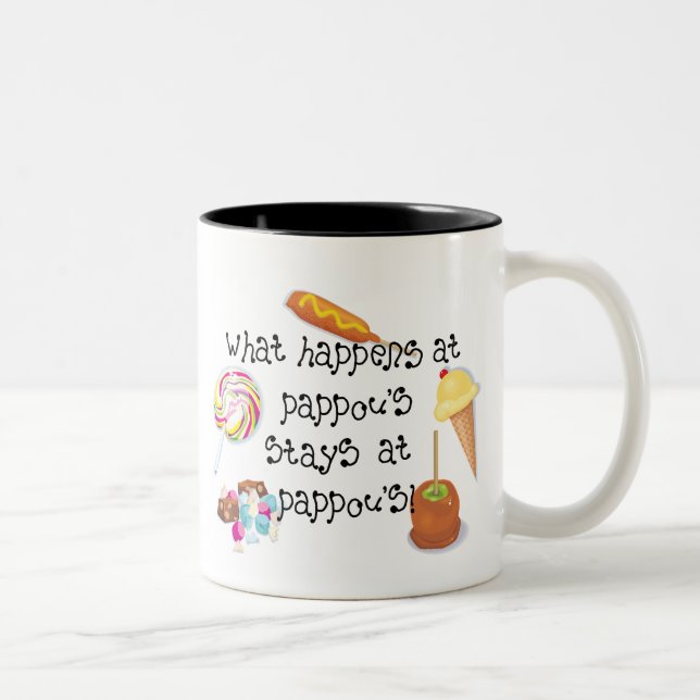 What Happens at Pappou's STAYS at Pappou's Two-Tone Coffee Mug (Right)