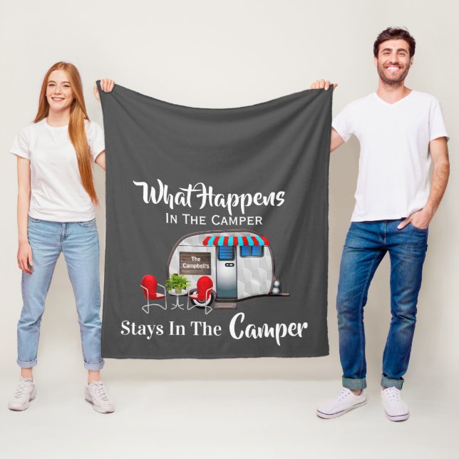 What Happens In The Camper Personalised Fleece Blanket (In Situ)