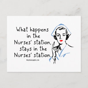 What Happens in the Nurses Station Postcard