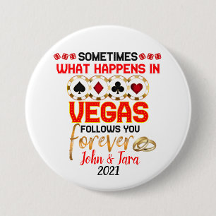 What Happens in Vegas Anniversary Married Couple  7.5 Cm Round Badge