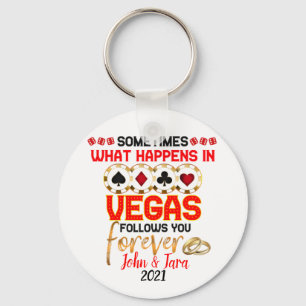What Happens in Vegas Anniversary Married Couple Key Ring