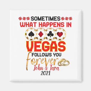 What Happens in Vegas Anniversary Married Couple  Magnet