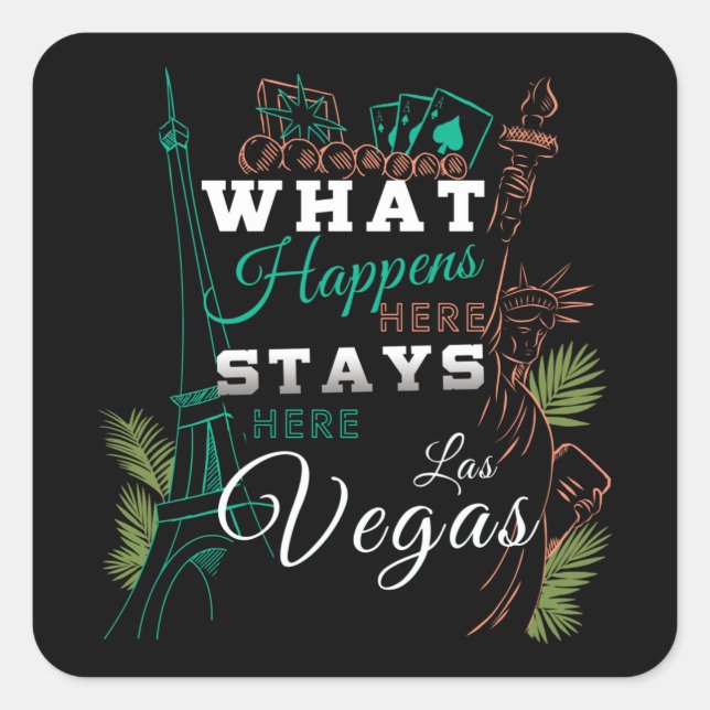 What Happens In Vegas Square Sticker (Front)