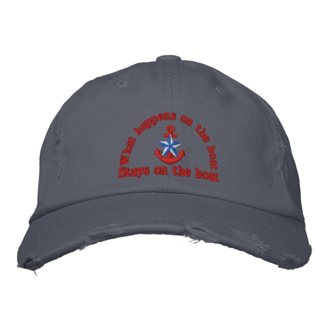 What happens on the boat blue star anchor embroidered hat (Front)