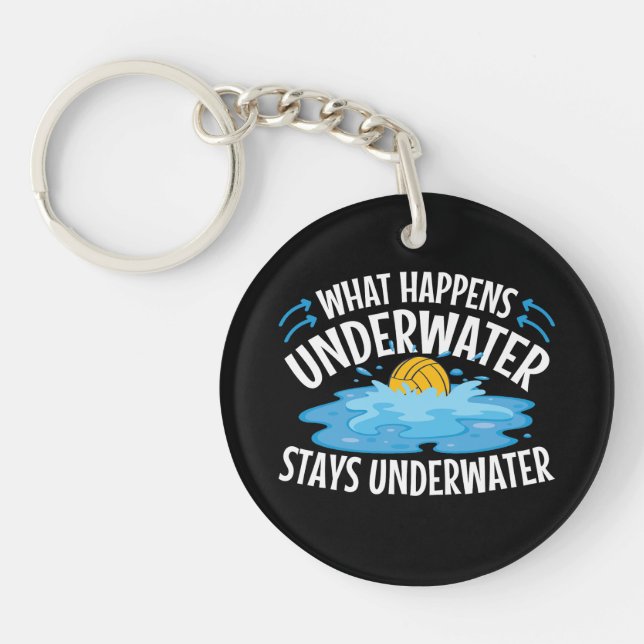 What Happens Underwater Funny Water Polo Key Ring (Front)