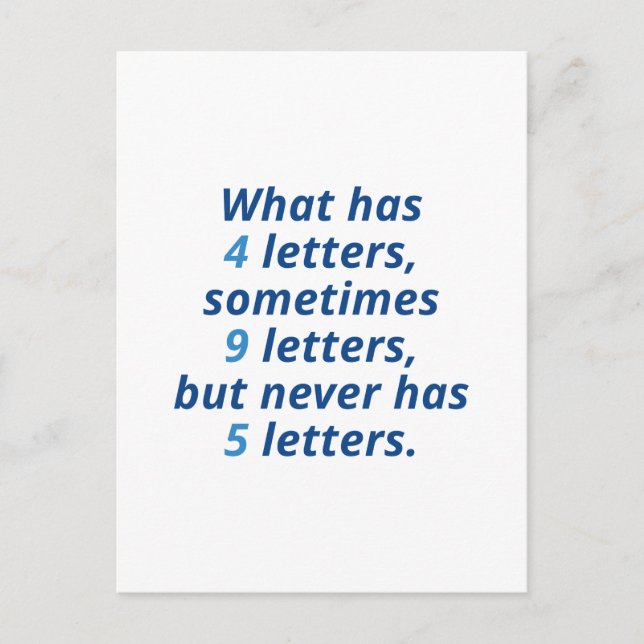 What Has 4 Letters Postcard (Front)