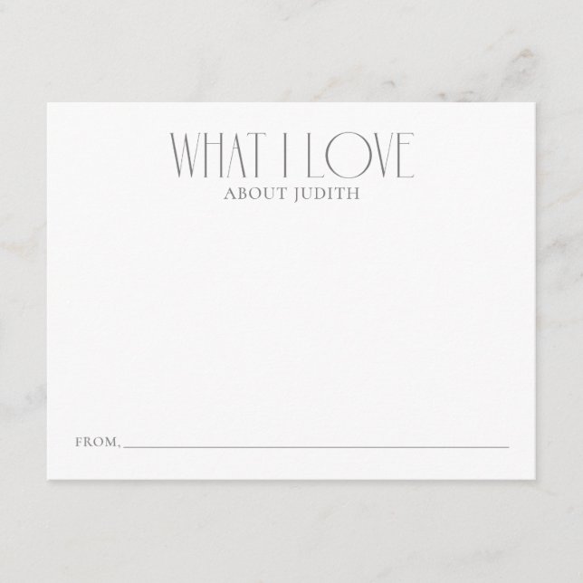 What I Love Keepsake Advice Card (Front)