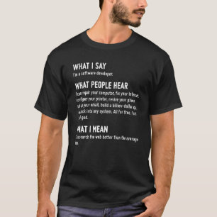 What I Say Im A Software Developer What People Hea T-Shirt