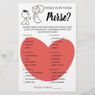 What is in your Purse Bridal Shower Game Card