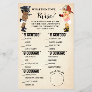 What is in your Purse Little Recruit Shower Game Flyer