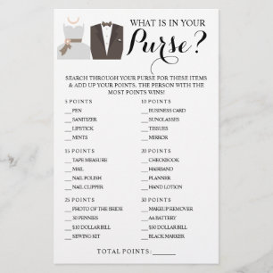 What is in your Purse Shower Game Card