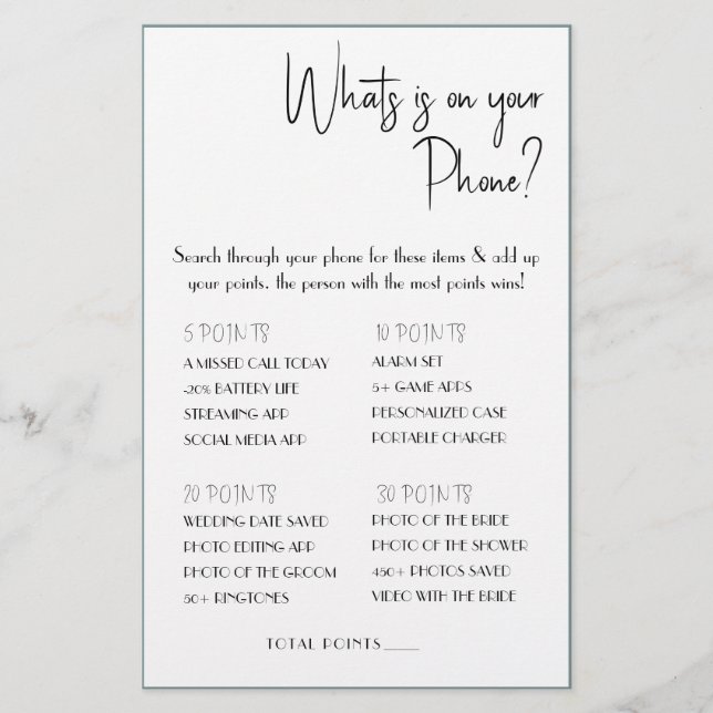 What is on your Phone? Game Card Flyer (Front)