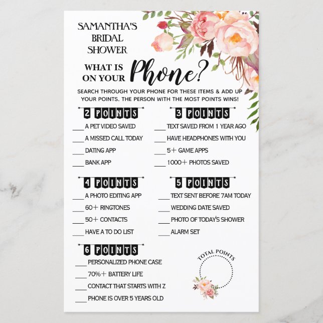 What is on your Phone shower english spanish game (Front)