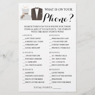  What is on your Phone Shower Game Card