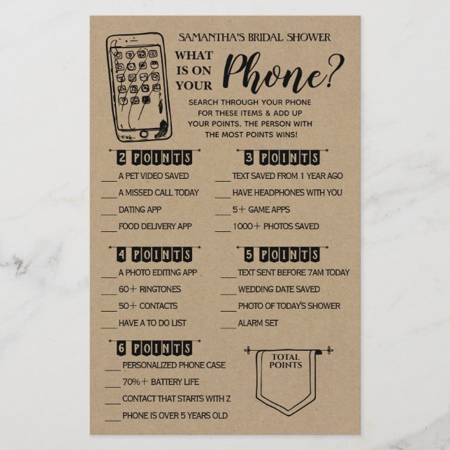 What is on your Phone shower game english spanish (Front)