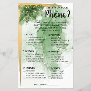 What is on your Phone Tropical Shower Game Card Fl