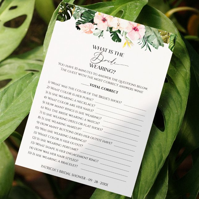 What Is The Bride Wearing Game Tropical Card (Creator Uploaded)