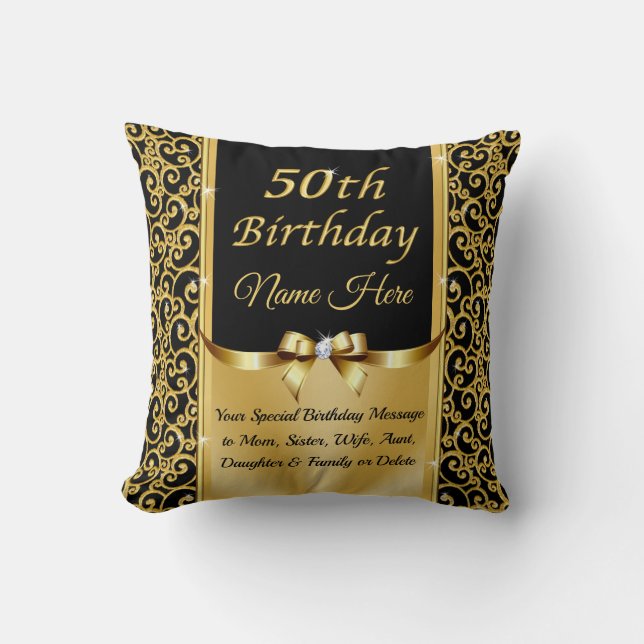 What is Traditional Gift for 50th Birthday? Gold Cushion (Front)