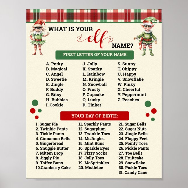 What is Your Elf Game Christmas Plaid Sign (Front)