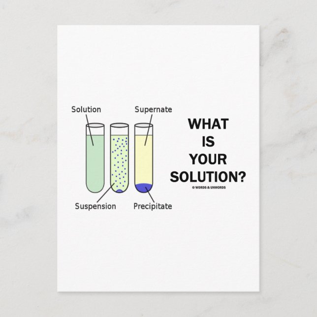What Is Your Solution? (Chemistry Humour) Postcard (Front)