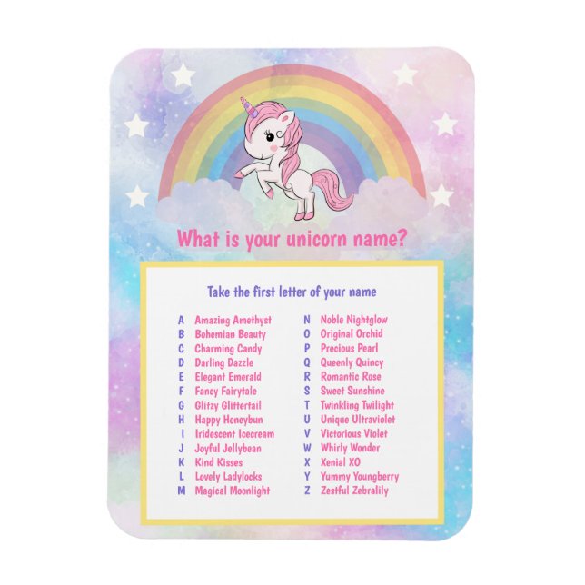 What is Your Unicorn Name Game Magnet (Vertical)