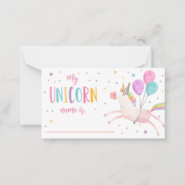 What Is Your Unicorn Name Magical Birthday Game Card (Front)