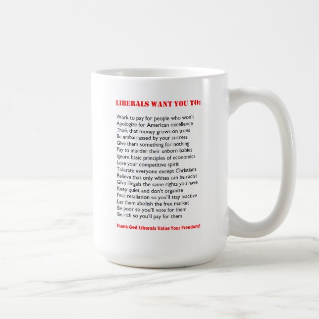 "What Liberals Want" Funny Mug (Right)