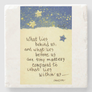 What lies behind us...Emerson Quote drawing Stone Coaster