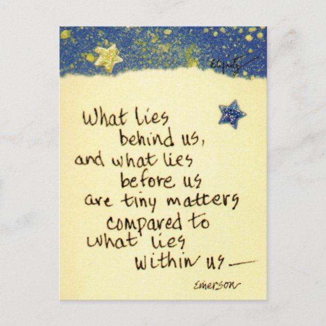 What lies behind us...saying coloured drawing note postcard (Front)