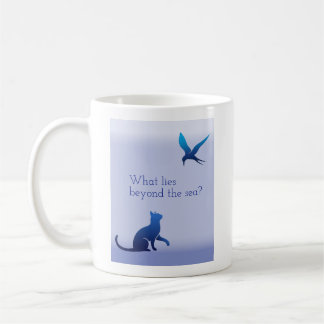 What lies beyond the sea? coffee mug
