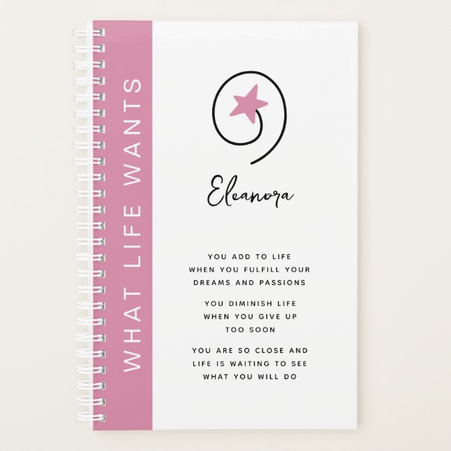 What Life Wants Pink Motivational Quote Planner (Front)