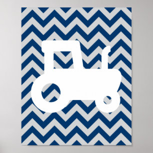 What Little Boys Are Made Of Blue and Grey Chevron Poster