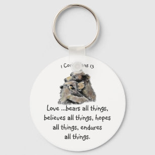 What Love is Bible Scripture Hugs Bears Key Ring