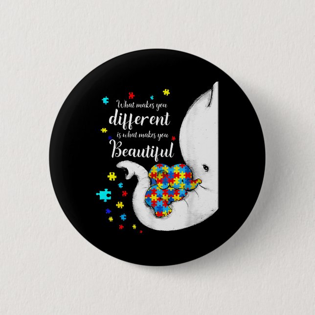 What Makes Different Beautiful Elephant Autism 6 Cm Round Badge (Front)