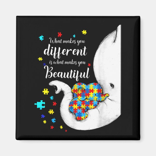 What Makes Different Beautiful Elephant Autism Magnet (Front)