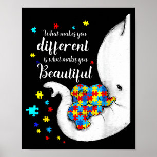 What Makes Different Beautiful Elephant Autism Poster