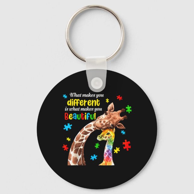 What Makes Different Beautiful Giraffe Autism Key Ring (Front)