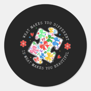 What Makes Different Beautiful Puzzle Autism Classic Round Sticker