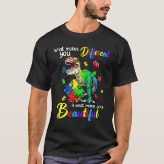 What Makes You Different Autism Awareness Kids Rex T-Shirt