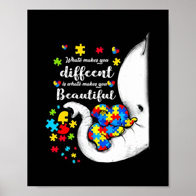 What Makes You Different Autism Child Elephant Poster (Front)