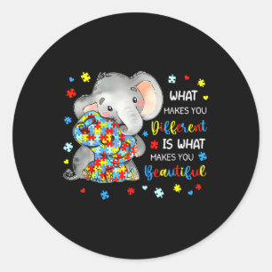 What Makes You Different Beautiful Elephant Autism Classic Round Sticker