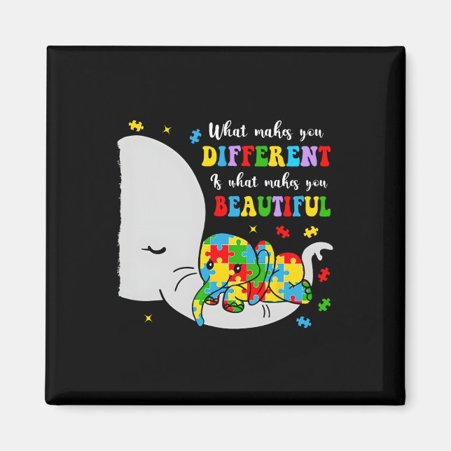What Makes You Different Beautiful Elephant Autism Magnet (Front)