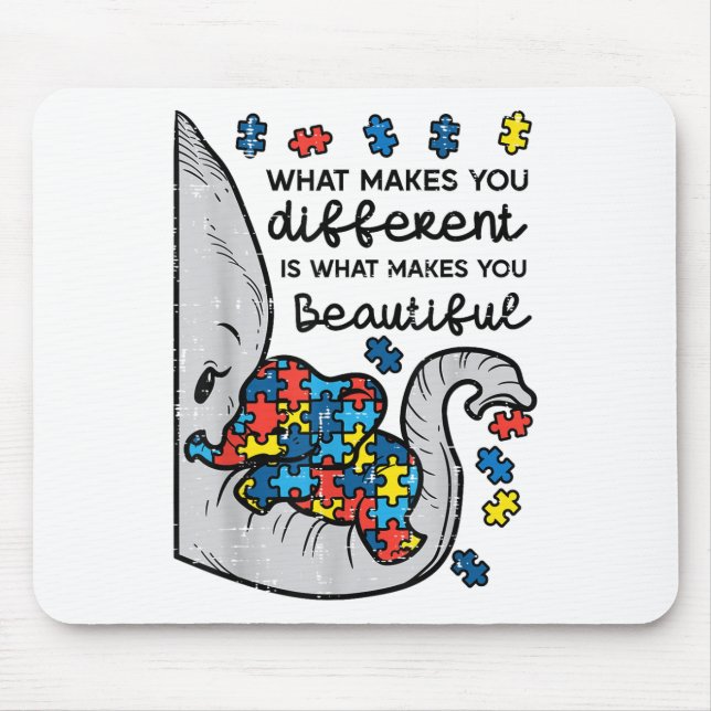 What Makes You Different Beautiful Elephant Autism Mouse Pad (Front)