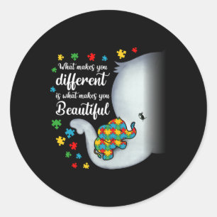 What Makes You Different Elephant Autism Mum Boys Classic Round Sticker