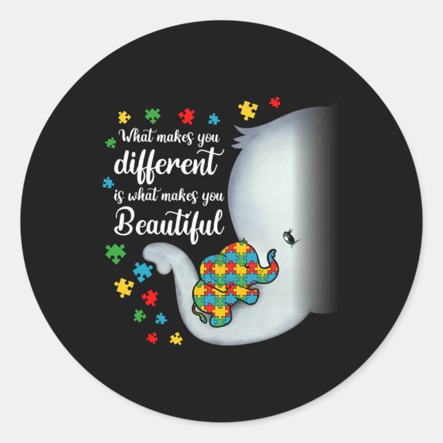 What Makes You Different Elephant Autism Mum Boys  Classic Round Sticker (Front)