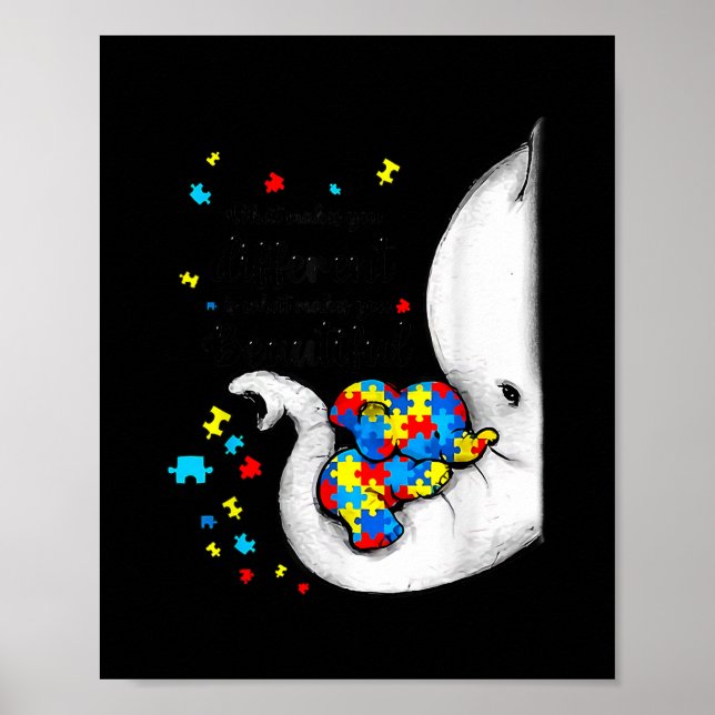 What Makes You Different Elephant Mom Autism Poster (Front)