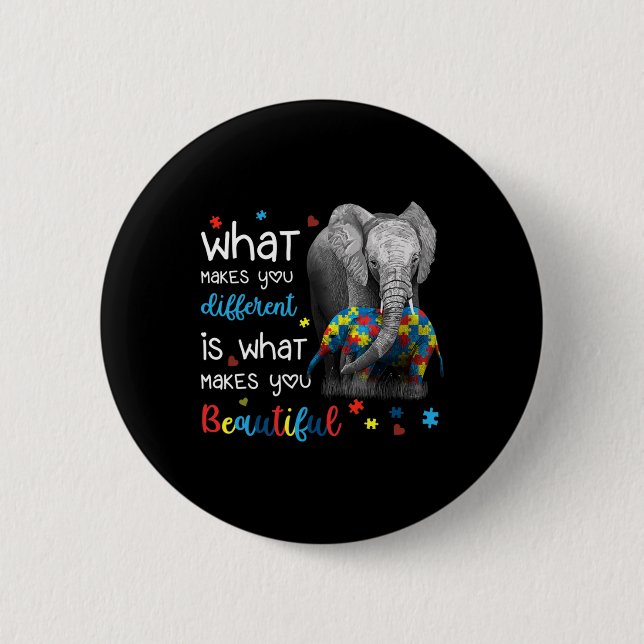 What Makes You Different Elephant Mum Autism Aware 6 Cm Round Badge (Front)