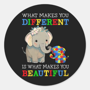 What Makes You Different Elephant Mum Autism Aware Classic Round Sticker